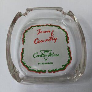Vtg Carlton House Pittsburgh Town & Country Hotel Ashtray Clear Glass Smoke BR6